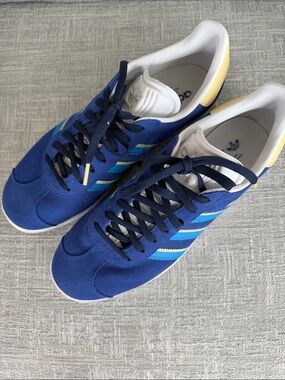Adidas Gazelle Suede Sneakers in Royal Bright Blue & Yellow Women's 8 1/2
